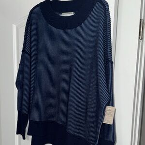 Zenana Outfitters Striped Navy Sweater